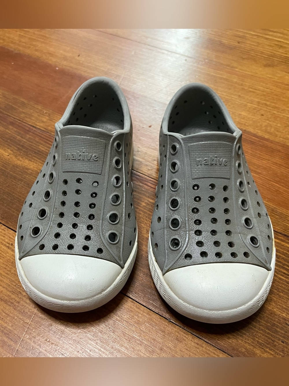 Native Shoes Jefferson Grey Slip-On Water Shoes with White Toe Size 6